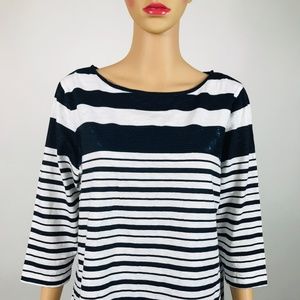 Womens  Sequins Stripes Top Blue Combo K#23